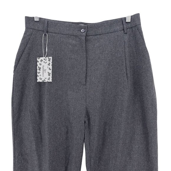 NWT LES SUBLIMES Gray Pleated VIC Flannel Pants Palazzo Wide Leg Size 44 - Picture 2 of 9